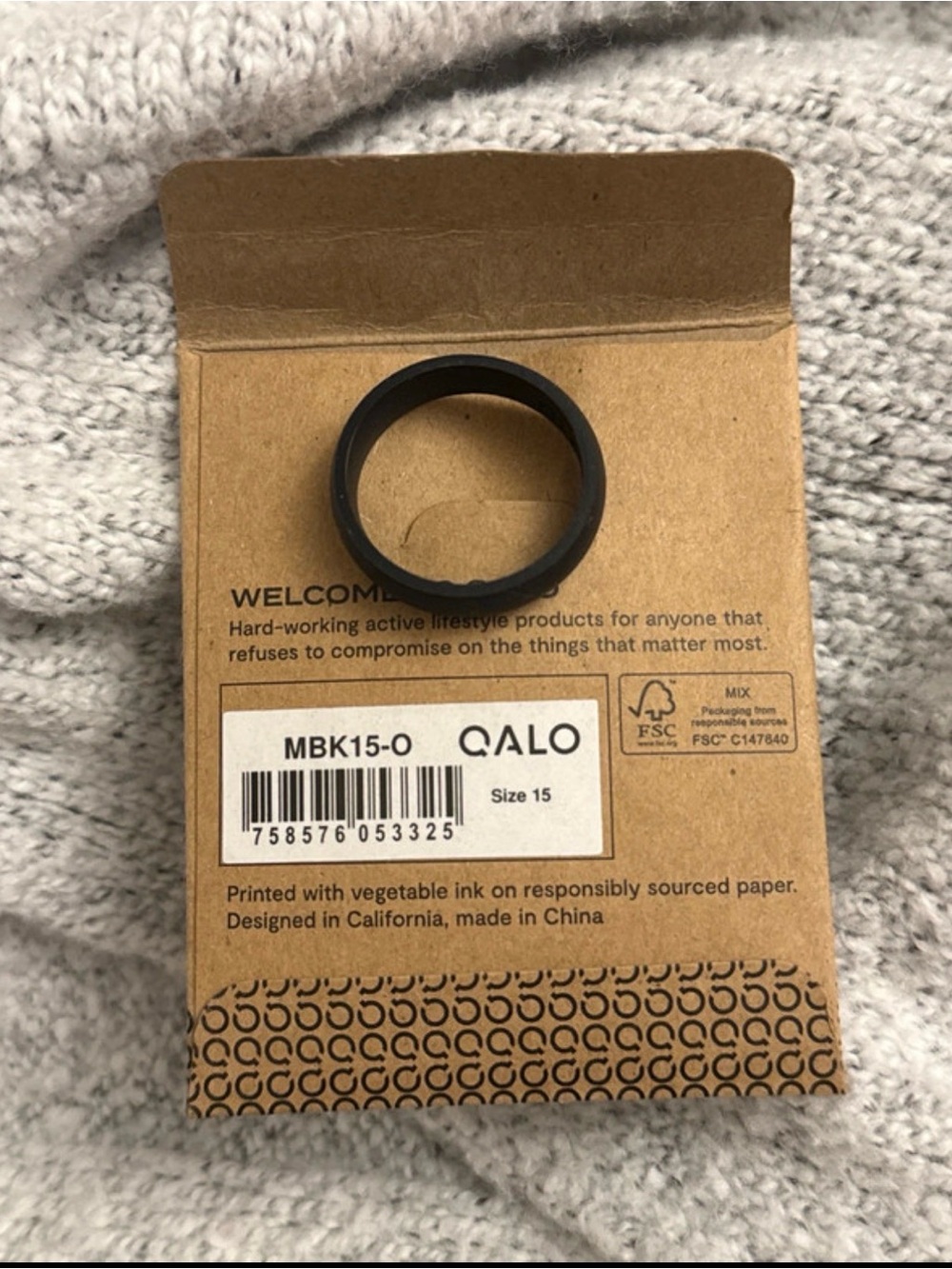 Qalo Men's Black Silicone wedding Ring - Size 15